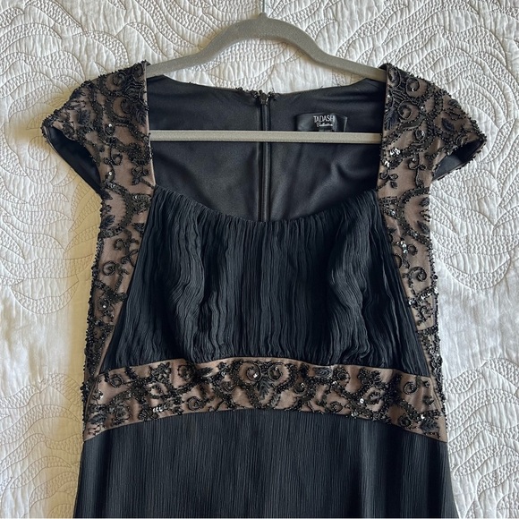 Tadashi Shoji Collection - Beaded Silk Maxi Dress - Black - Picture 3 of 13